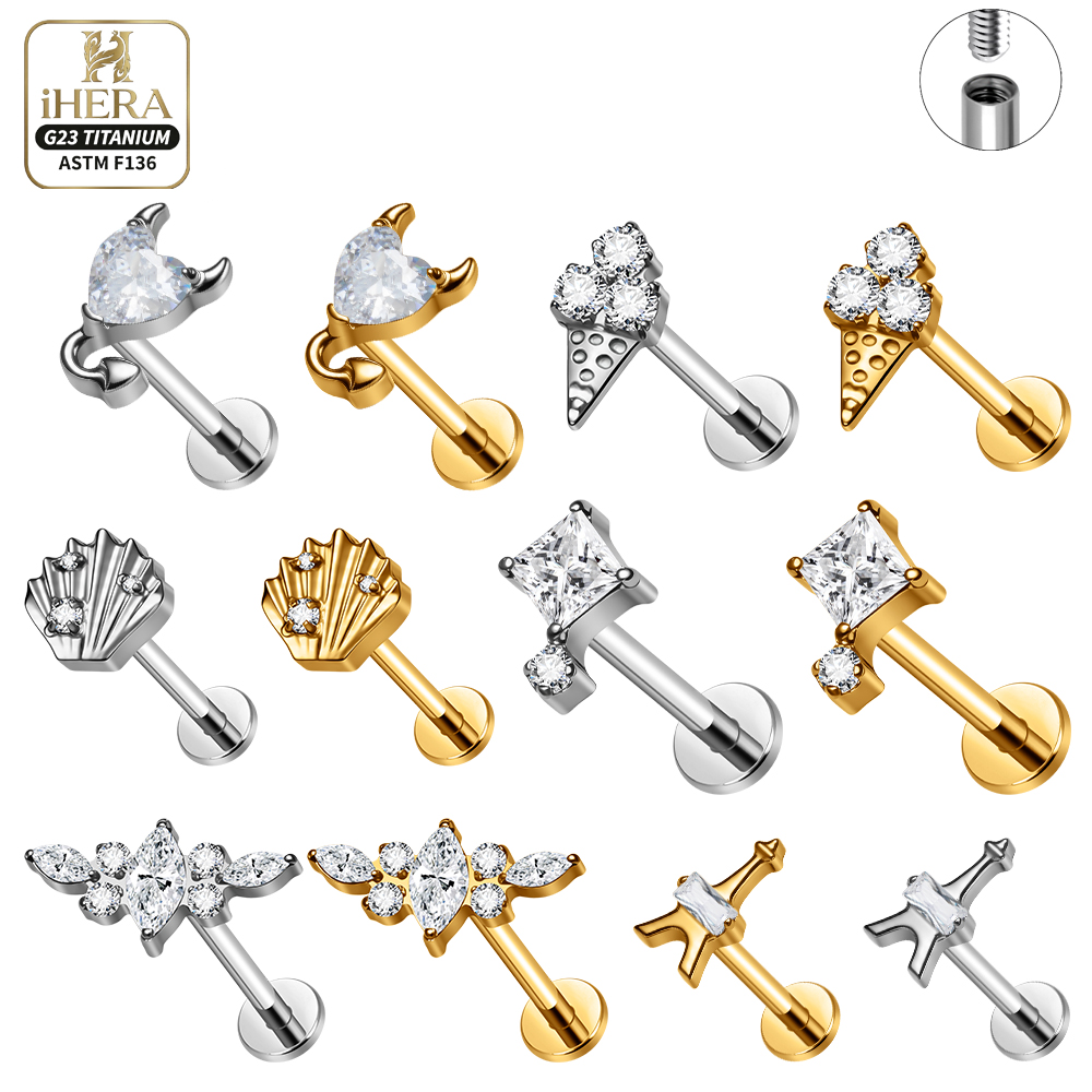 Body Jewelry Vertical Labret - Титановые пирсинг-украшения F136: конч, дейт, трегус,
