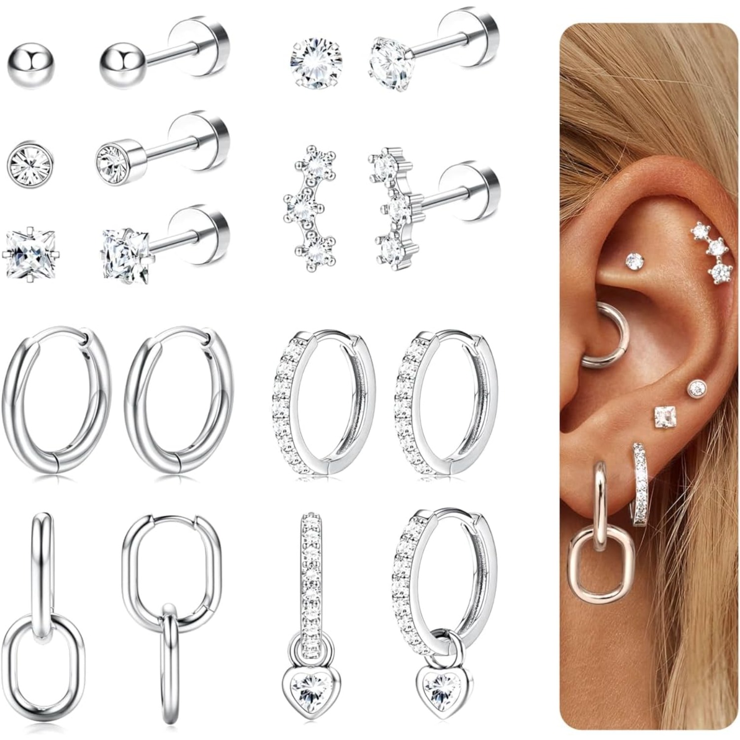 Body Jewelry Surgical Steel - Серьги-кольца Drperfect, 2 шт./1 пара, гипоаллергенные,