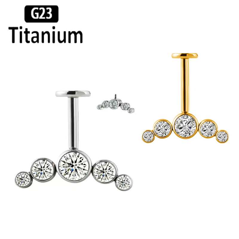 Body Jewelry Vertical Labret - Титановый пирсинг для уха G23 с