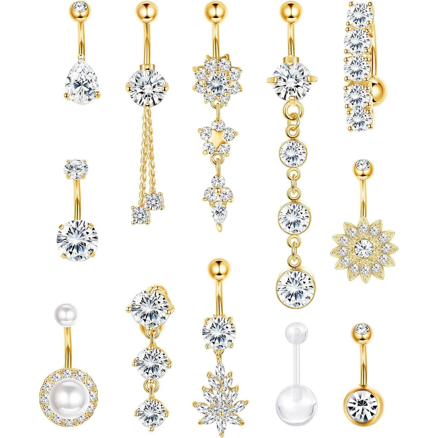 Body Piercing Quality Jewelry - Стандартные унисекс-кольца для пирсинга пупка 14G,