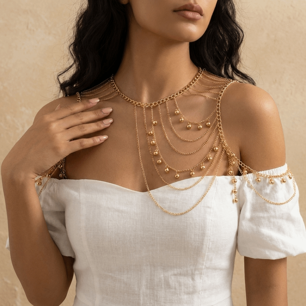 Body Jewelry Hot - Многослойная цепочка на плечо с кисточками