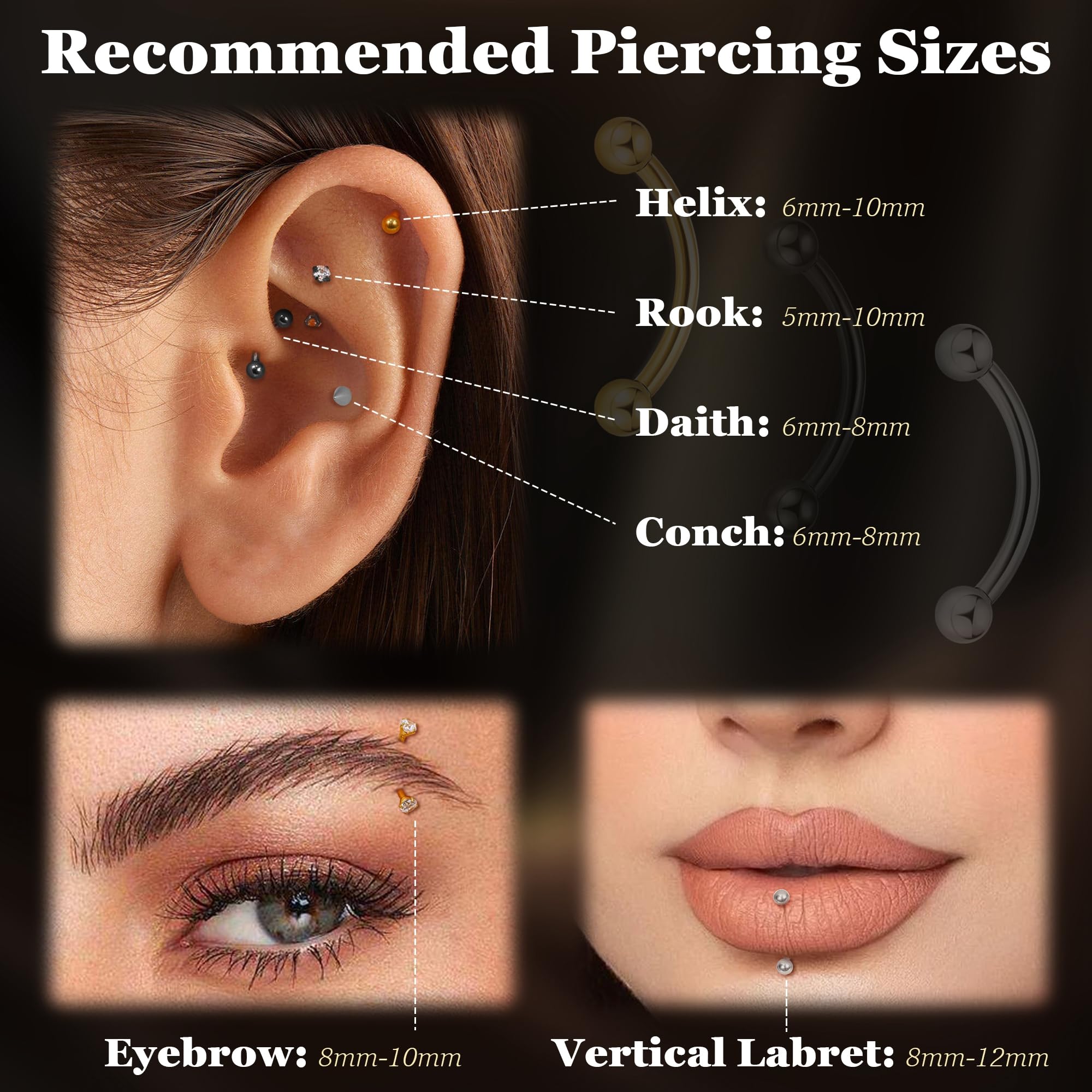 16G G23 Титан Брви Пирсинг Юве – обзор и цена Body Jewelry Vertical Labret