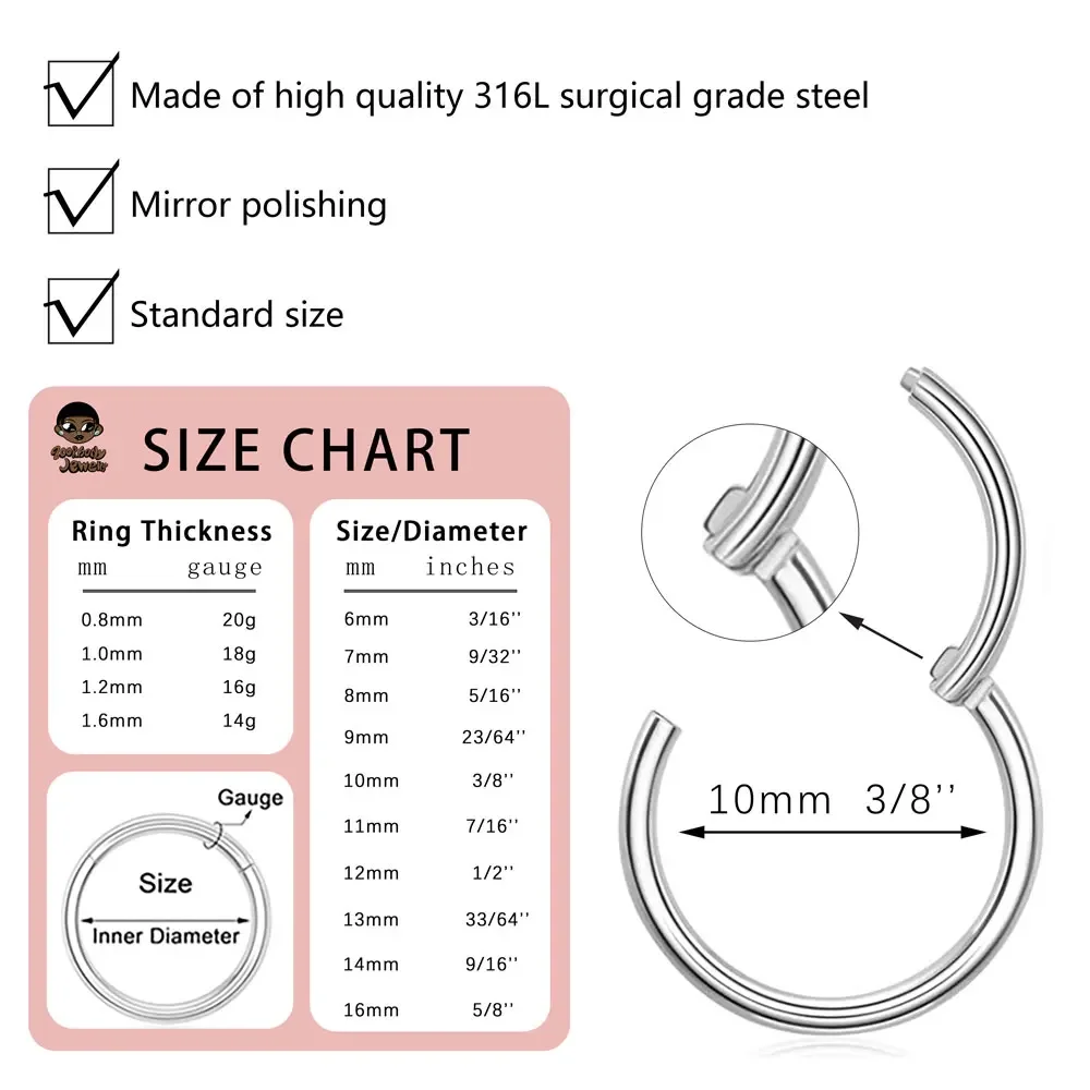 10 шт., кольцо в носу из нержа – обзор и цена Body Piercing Quality Jewelry